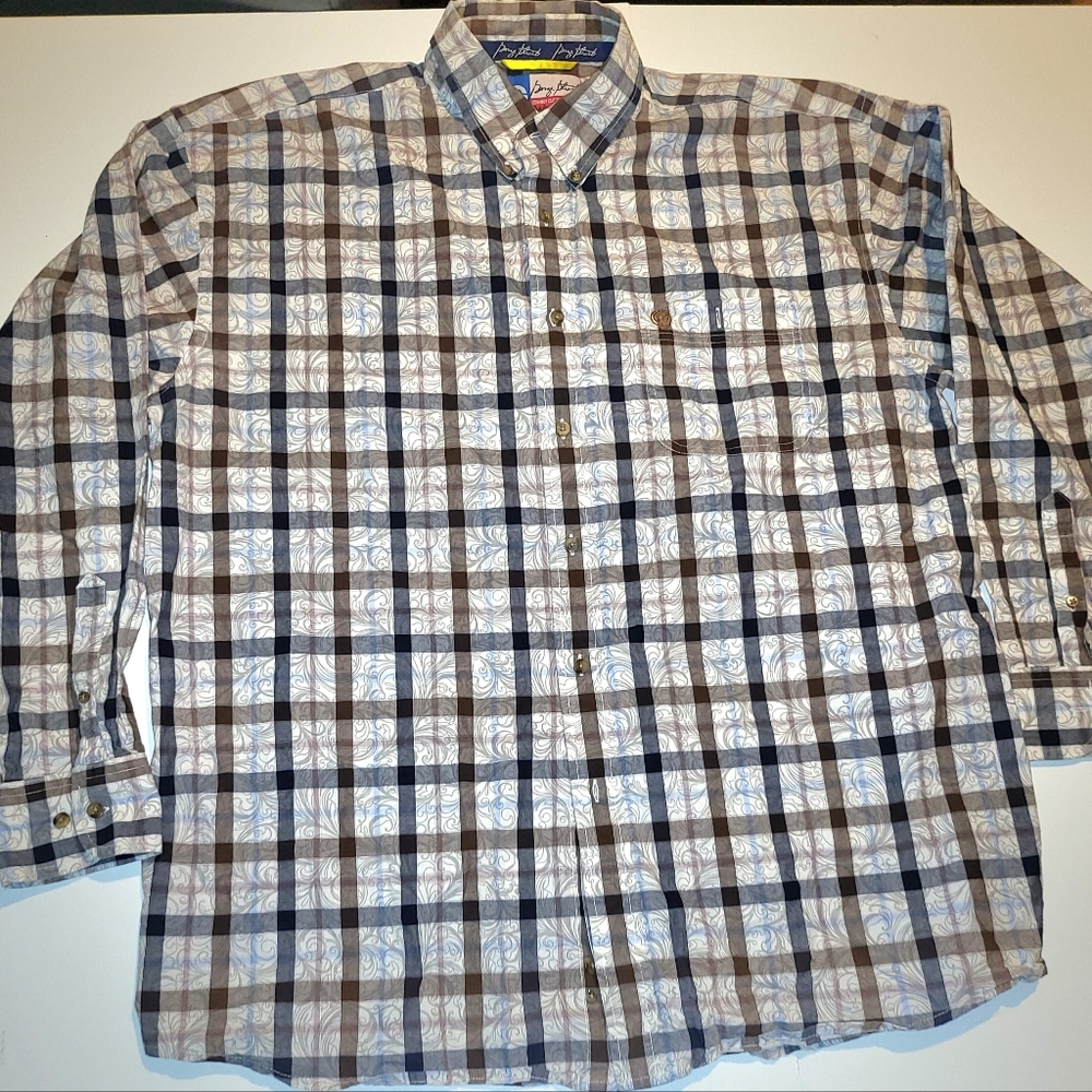 Wrangler George Strait Collection Brown/Black Striped  Long Sleeve Paisley Shirt